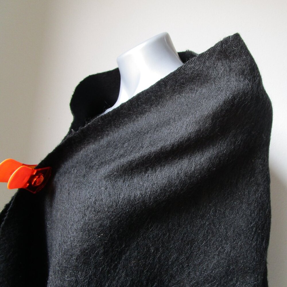 Black wool shawl blanket. 23x64inch warm sturdy scratchy wool. - Picture 9 of 15